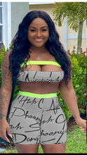 Load image into Gallery viewer, LETTER PRINT TUBE TOP AND SHORTS 2-PIECE SET
