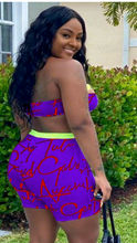 Load image into Gallery viewer, LETTER PRINT TUBE TOP AND SHORTS 2-PIECE SET
