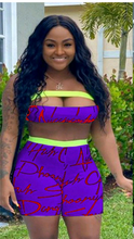 Load image into Gallery viewer, LETTER PRINT TUBE TOP AND SHORTS 2-PIECE SET
