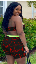 Load image into Gallery viewer, LETTER PRINT TUBE TOP AND SHORTS 2-PIECE SET
