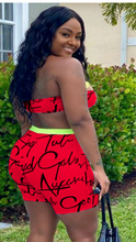 Load image into Gallery viewer, LETTER PRINT TUBE TOP AND SHORTS 2-PIECE SET
