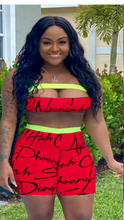 Load image into Gallery viewer, LETTER PRINT TUBE TOP AND SHORTS 2-PIECE SET
