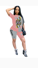 Load image into Gallery viewer, TWO TONE POKER PRINT TOP AND SHORTS 2-PIECE SET
