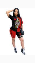 Load image into Gallery viewer, TWO TONE POKER PRINT TOP AND SHORTS 2-PIECE SET
