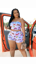 Load image into Gallery viewer, BUTTERFLY PRINTED TUBE TOP AND SHORTS 2-PIECE SET
