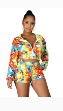 Load image into Gallery viewer, TIE DYE ZIPPER TOP AND SHORTS 2-PIECE SET
