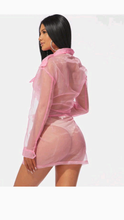 Load image into Gallery viewer, MESH SEE-THROUGH LAPEL TOP AND BOTTOM 2-PIECE SET
