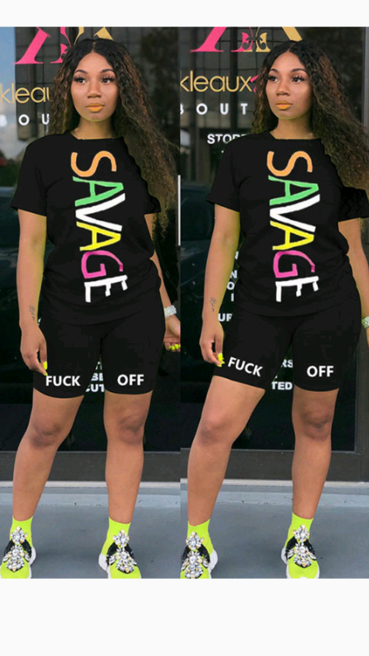 LETTER PRINT TEE AND SHORTS 2-PIECE SET