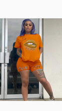 Load image into Gallery viewer, LIPS PRINTED LETTER TEE AND SHORTS 2-PIECE SET
