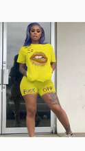 Load image into Gallery viewer, LIPS PRINTED LETTER TEE AND SHORTS 2-PIECE SET
