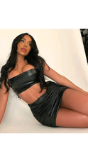 Load image into Gallery viewer, SOLID BLACK PU CAMISOLE AND CREASE SKIRT 2-PIECE SET
