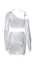 Load image into Gallery viewer, OBLIQUE OFF SHOULDER HOLLOW OUT TOP AND SKIRT 2-PIECE SET
