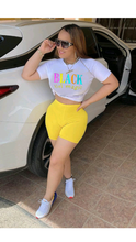 Load image into Gallery viewer, SHORT SLEEVE PRINTED TOP AND SOLID COLOR SHORTS 2-PIECE SET

