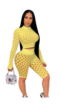 Load image into Gallery viewer, CUT OUT TOP LONG SLEEVE AND SHORTS 2-PIECE SET
