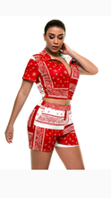 Load image into Gallery viewer, PAISLEY GRAPHIC PRINTED LAPEL TOP AND SHORTS 2-PIECE SET
