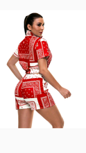 Load image into Gallery viewer, PAISLEY GRAPHIC PRINTED LAPEL TOP AND SHORTS 2-PIECE SET
