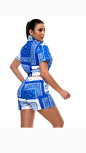 Load image into Gallery viewer, PAISLEY GRAPHIC PRINTED LAPEL TOP AND SHORTS 2-PIECE SET
