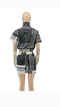 Load image into Gallery viewer, PAISLEY GRAPHIC PRINTED LAPEL TOP AND SHORTS 2-PIECE SET
