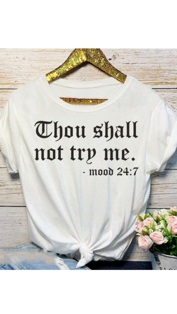 LETTER PRINT O-NECK SHORT SLEEVE TEE-SHIRT