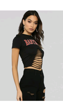 Load image into Gallery viewer, HOLLOW OUT ROUND COLLAR CROPPED T-SHIRT
