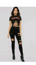 Load image into Gallery viewer, HOLLOW OUT ROUND COLLAR CROPPED T-SHIRT
