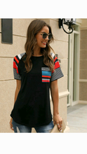Load image into Gallery viewer, MULTI-COLOR STRIPPED PRINT T-SHIRT
