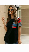 Load image into Gallery viewer, MULTI-COLOR STRIPPED PRINT T-SHIRT
