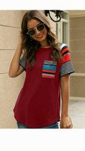 Load image into Gallery viewer, MULTI-COLOR STRIPPED PRINT T-SHIRT

