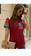 Load image into Gallery viewer, MULTI-COLOR STRIPPED PRINT T-SHIRT

