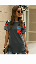 Load image into Gallery viewer, MULTI-COLOR STRIPPED PRINT T-SHIRT

