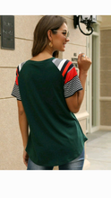 Load image into Gallery viewer, MULTI-COLOR STRIPPED PRINT T-SHIRT
