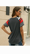 Load image into Gallery viewer, MULTI-COLOR STRIPPED PRINT T-SHIRT
