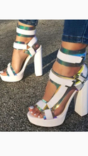 Load image into Gallery viewer, COLOR BLOCKING BUCKLE STRAP VELCRO PLATFORM SHOES
