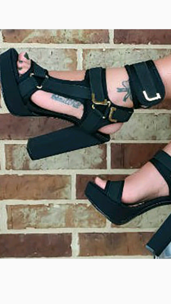 COLOR BLOCKING BUCKLE STRAP VELCRO PLATFORM SHOES