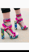 Load image into Gallery viewer, COLOR BLOCKING BUCKLE STRAP VELCRO PLATFORM SHOES
