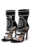 Load image into Gallery viewer, COLOR BLOCKING HOLLOW OUT OPEN TOE HIGH HEELS
