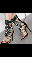 Load image into Gallery viewer, COLOR BLOCKING HOLLOW OUT OPEN TOE HIGH HEELS

