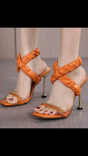Load image into Gallery viewer, METAL CHAIN ANKLE STRAP HIGH HEEL SANDALS

