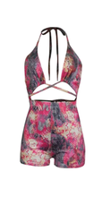 Load image into Gallery viewer, SEXY SLIM STRAP CUT OUT PAINTING PATTERN ROMPER
