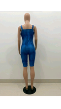 Load image into Gallery viewer, SEXY ZIPPER STRAP DENIM ROMPER
