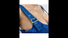 Load image into Gallery viewer, SEXY ZIPPER STRAP DENIM ROMPER
