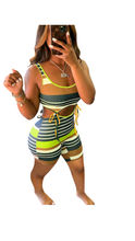 Load image into Gallery viewer, STRIPE PRINT CUT OUT ROMPERS
