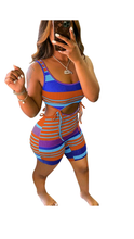 Load image into Gallery viewer, STRIPE PRINT CUT OUT ROMPERS
