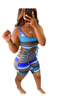 Load image into Gallery viewer, STRIPE PRINT CUT OUT ROMPERS
