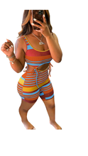 Load image into Gallery viewer, STRIPE PRINT CUT OUT ROMPERS
