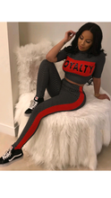 Load image into Gallery viewer, PLAID LETTER PRINT CROP TOP AND PANTS 2-PIECE SET
