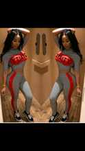 Load image into Gallery viewer, PLAID LETTER PRINT CROP TOP AND PANTS 2-PIECE SET
