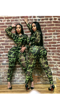 Load image into Gallery viewer, ROUND NECKLINE LONG-SLEEVE LETTER PRINT SEE-THROUGH MESH 2-PIECE SET
