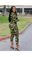 Load image into Gallery viewer, ROUND NECKLINE LONG-SLEEVE LETTER PRINT SEE-THROUGH MESH 2-PIECE SET
