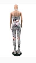 Load image into Gallery viewer, BUTTERFLY PRINT SLEEVELESS TOP AND FLARE PANTS 2-PIECE SETS
